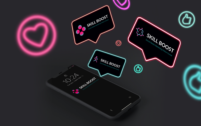 Skill Boost – Abstract Bubbles Logo Pack Template for Social Media, Education, and Social Projects