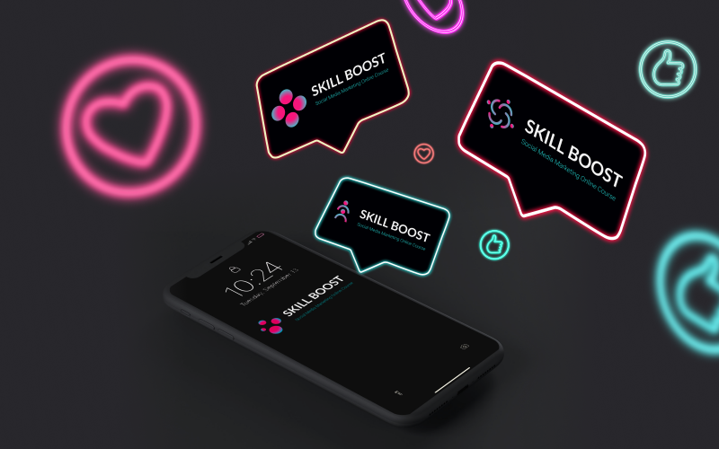 Skill Boost - Sjabloon voor abstract bubbels-logopakket voor sociale media, onderwijs en sociale projecten