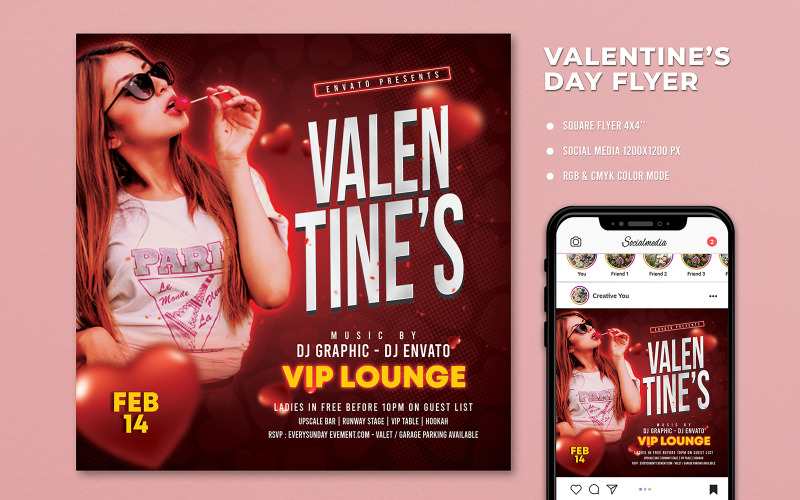 Valentine Club Party Flyer Template