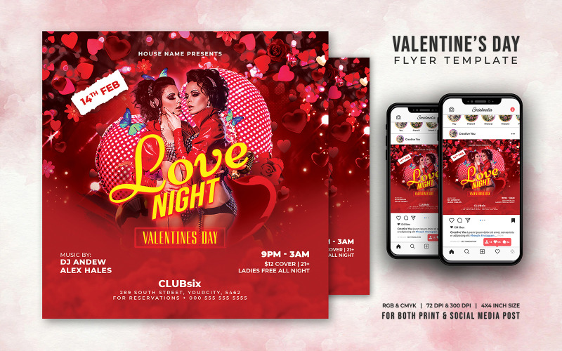 Valentinstag-Flyer Social-Media-Beitrag