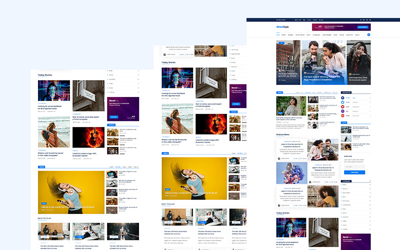 Newsinpo-Zeitung und Blog XD Template UI-Elemente
