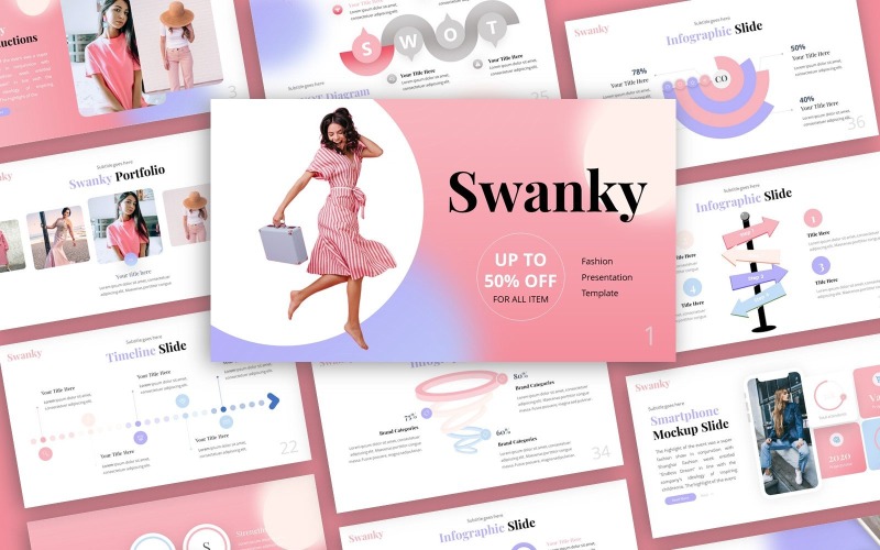 Swanky - Mehrzweck-PowerPoint-Vorlage für Mode