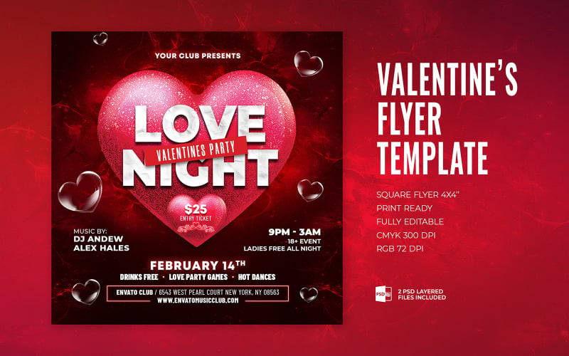 Valentine Club Party Social Media Post Template