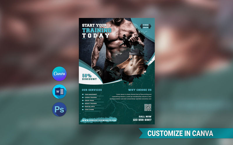 Canva Çok Yönlü Fitness El İlanı Tasarım Şablonu
