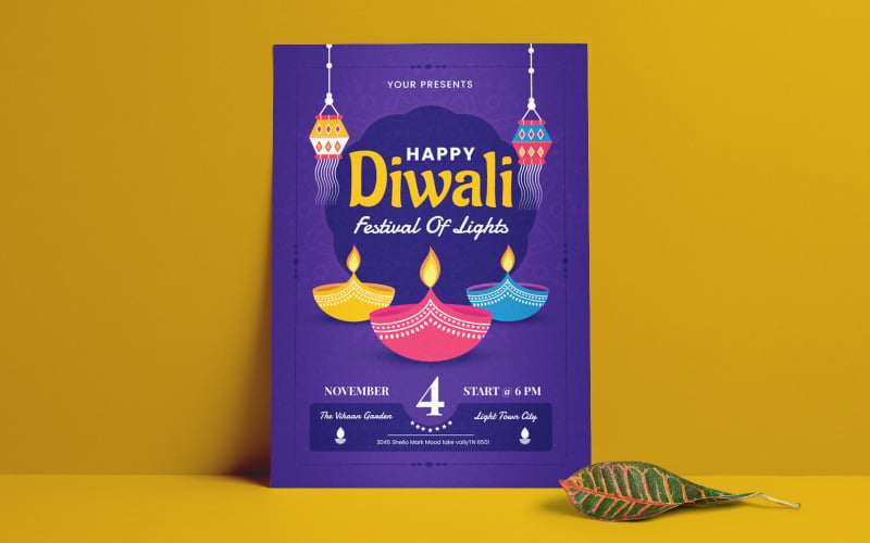 Gyönyörű Diwali szórólap sablon