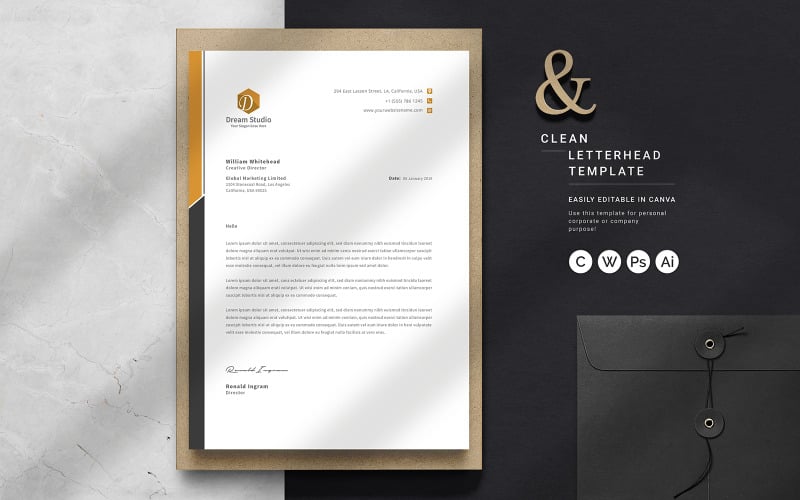 Minimalist Corporate Letterhead Design Template Canva