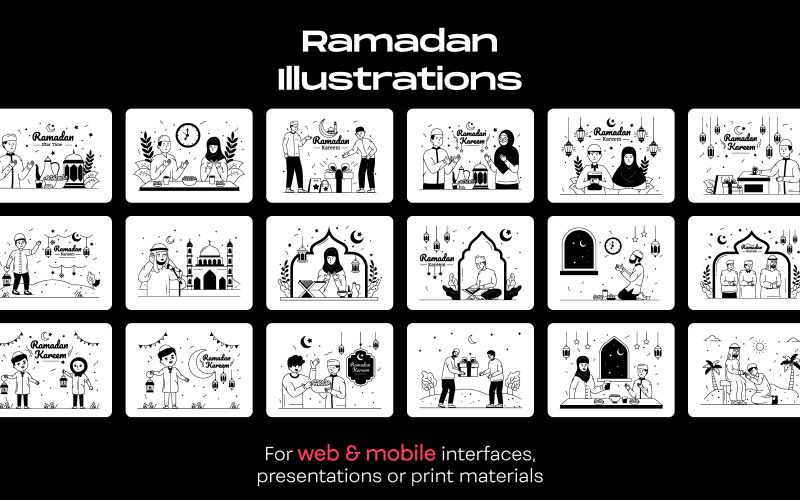 25 Ramadan-Glyphen-Illustrationen