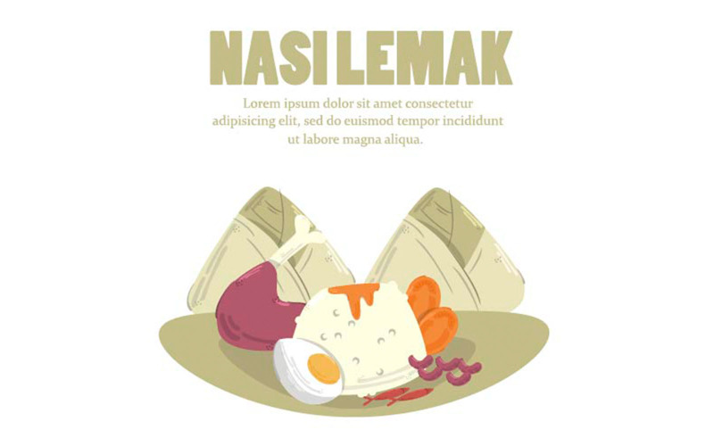 Deliciosa ilustración de Nasi Lemak