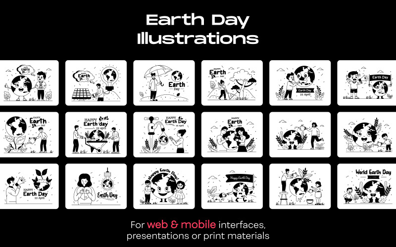 25 Earth Day Glyph Illustrationer