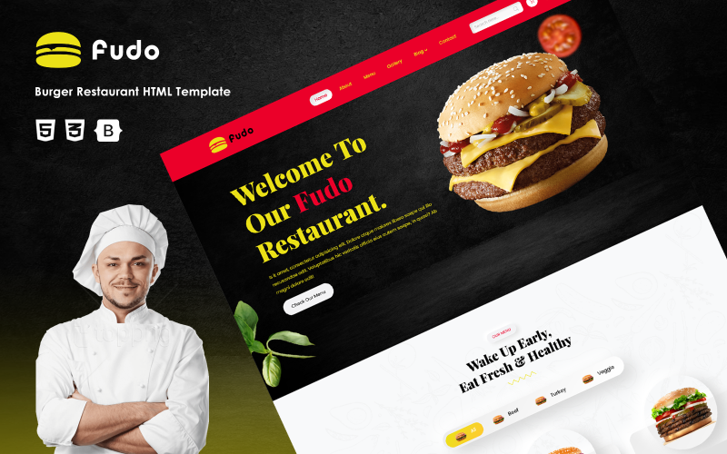 Fudo - Hamburger Restaurant HTML-sjabloon