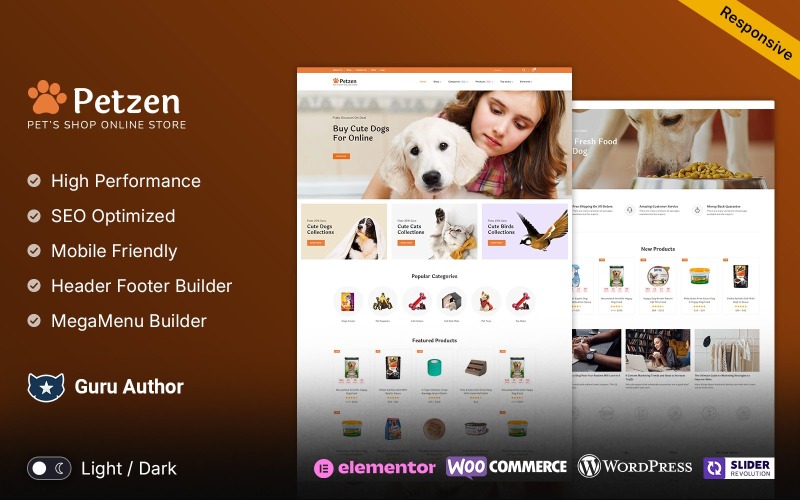 Petzen - 宠物食品和动物食品 Woocommerce 响应式商店