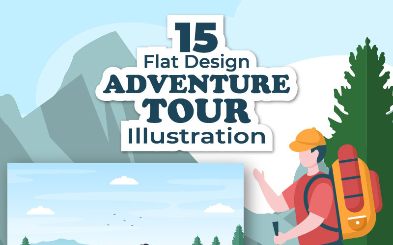 15 Tour de aventura o ilustración plana de vacaciones