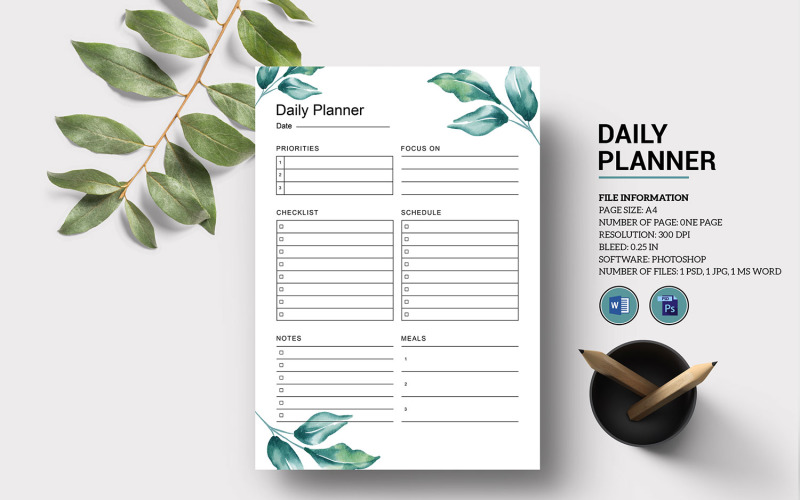 Afdrukbare dagelijkse planner met één pagina