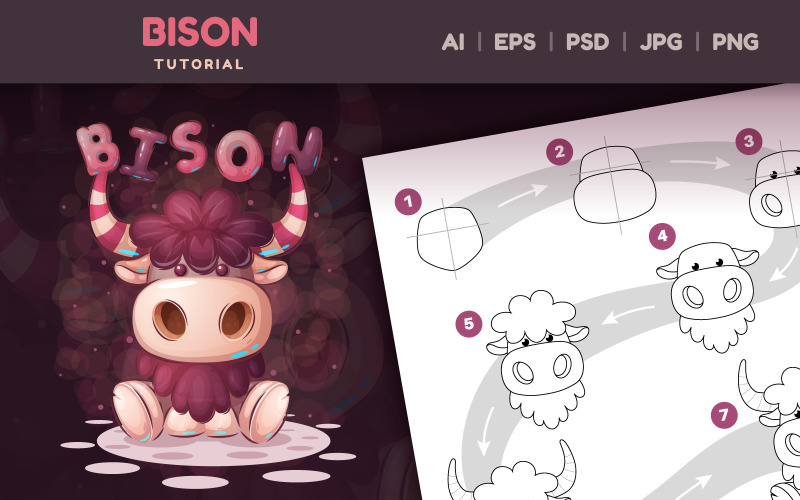 Comment dessiner un bison étape par étape: cours de dessin, illustration graphique