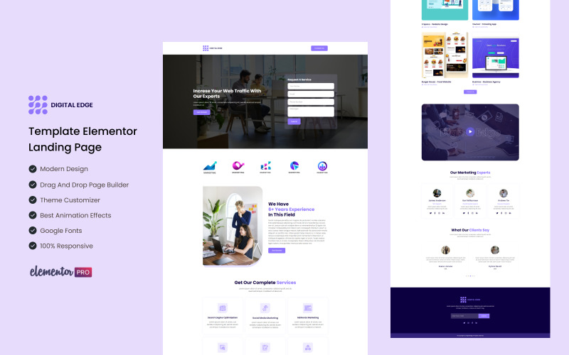 Digital Edge - Servizi Web e SEO pronti per l'uso Modello Elementor