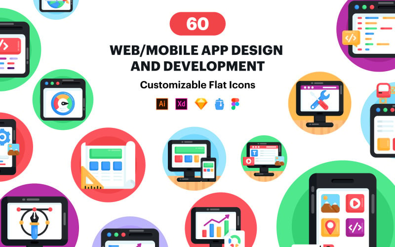 Дизайн веб/мобильных приложений - 60 векторных иконок