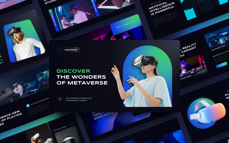 Neoverse — wirtualna rzeczywistość i szablon slajdów Google Metaverse