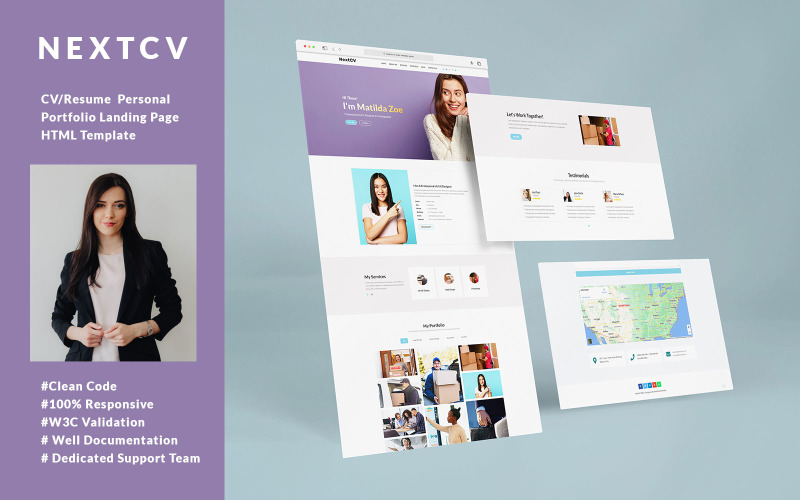 NextCV - HTML-mall för CV/CV-målsida