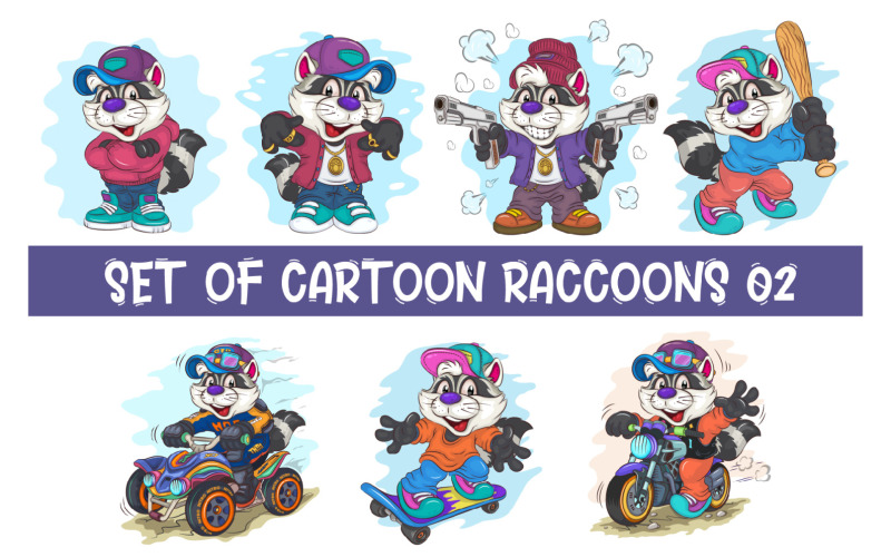 Set Cartoon wasberen 02. T-Shirt.