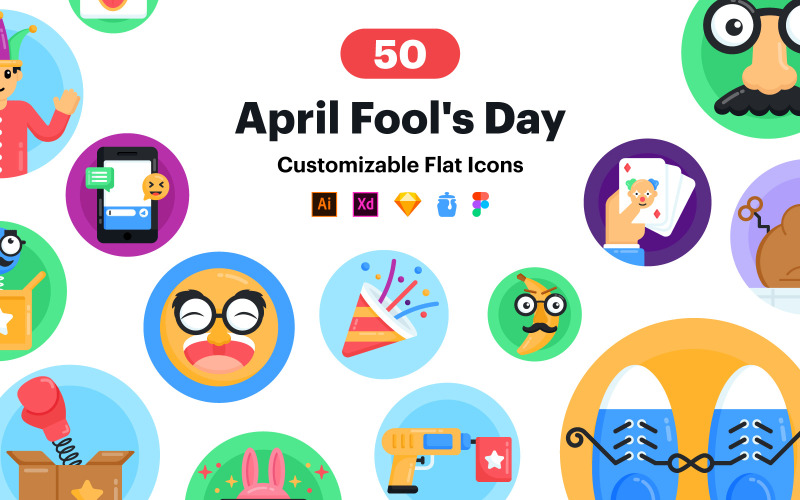 April Fools Icon - 50 vector iconen