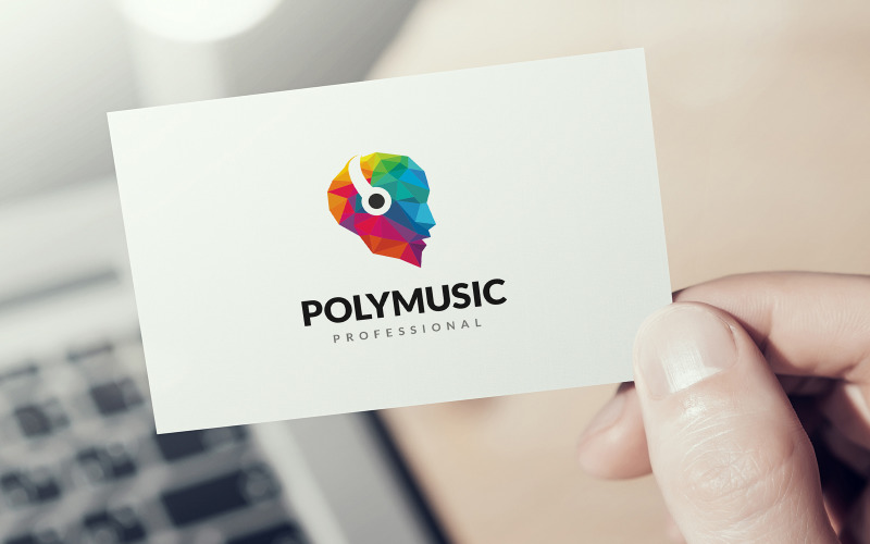 Creative - Plantilla de logotipo de música humana poligonal