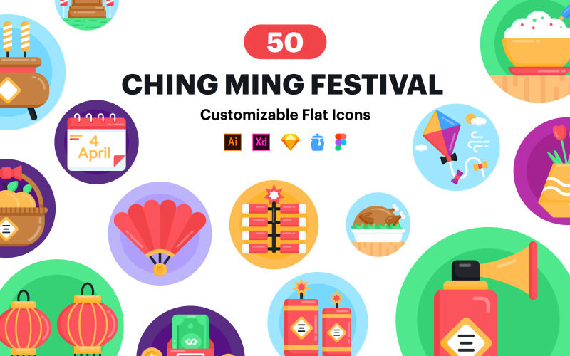 Kina Festival vektor - Qing Ming ikoner