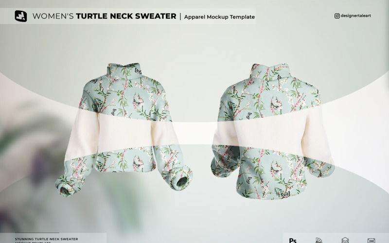 Mockup de suéter con cuello de tortuga para mujer