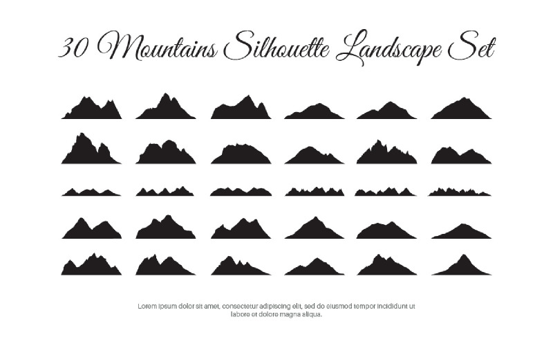 30 Berge Silhouette Landschaft Set