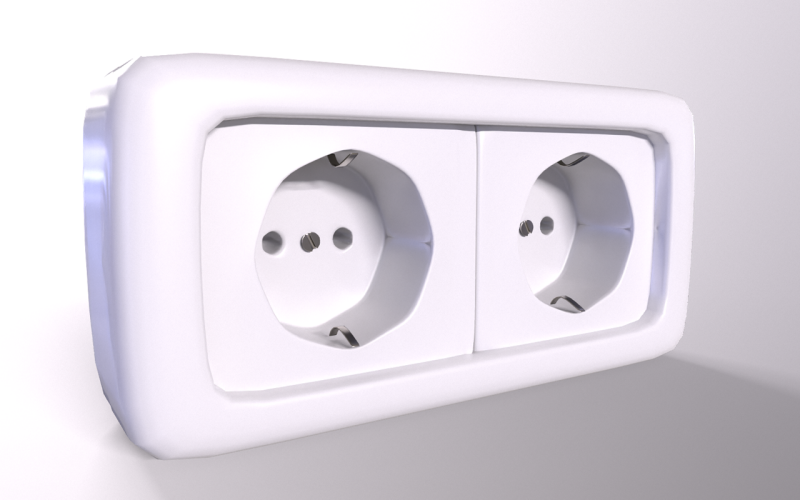 Elektrická zásuvka Low-poly 3D model