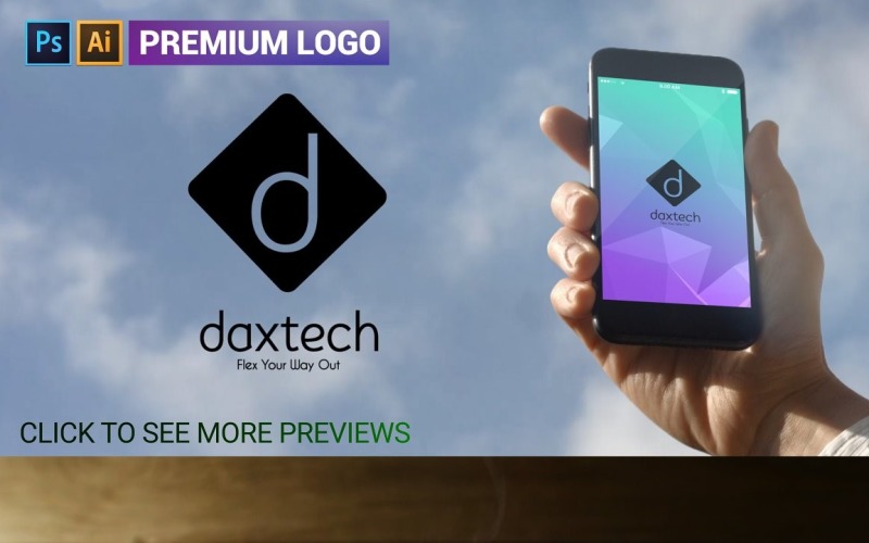 高级 D 字母 DAXTECH 徽标模板