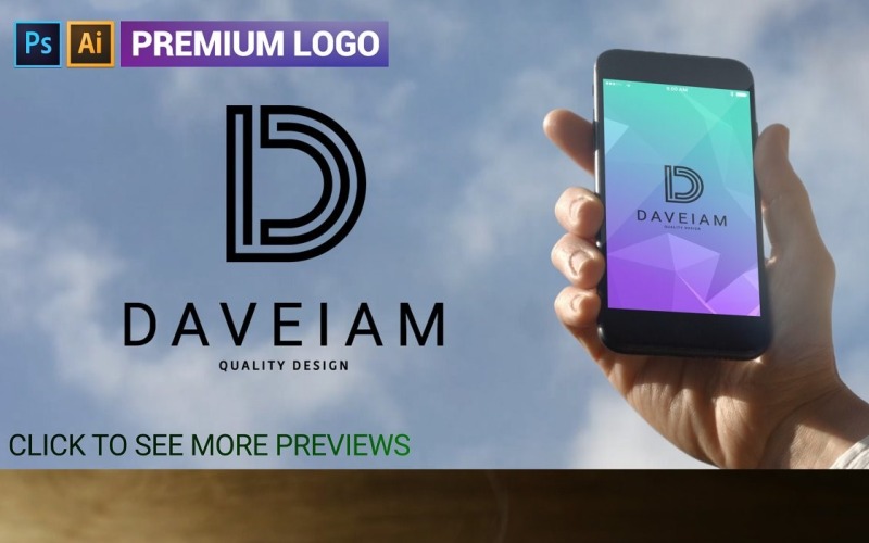 Modelo de Logotipo DAVEIAM com Letra C Premium