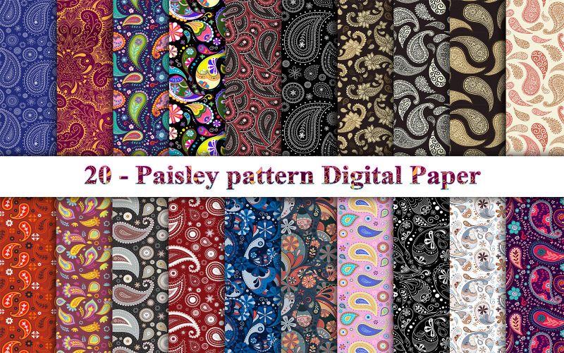 Paisley vzor digitální papír sada