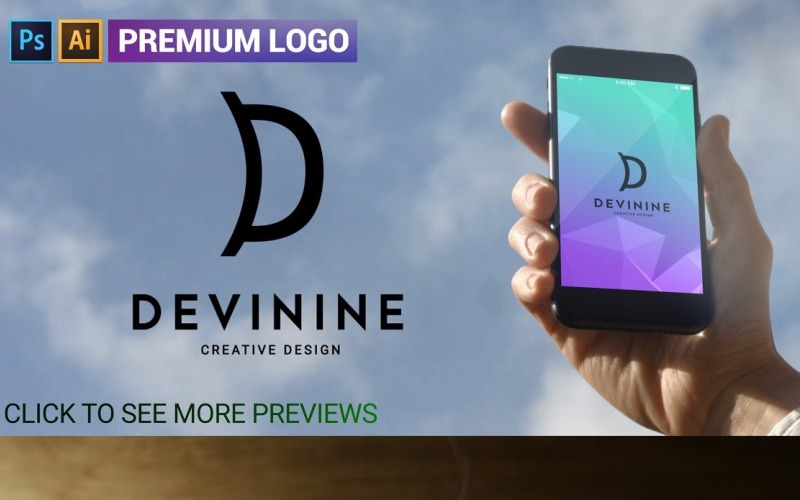 Premium-D-Buchstabe DEVININE-Logo-Vorlage