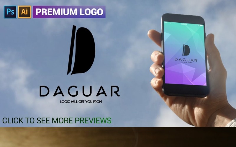 Шаблон логотипа DAGUAR с буквой D премиум-класса