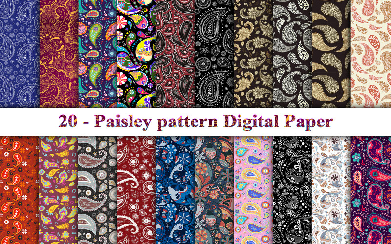 Set di carta digitale con motivo Paisley