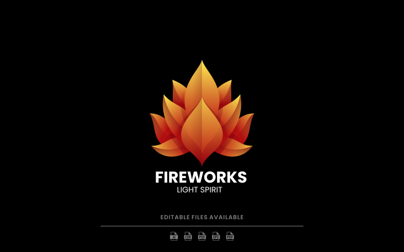 Estilo de logotipo degradado de fuegos artificiales