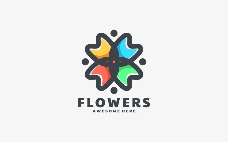 Květiny Barva Maskot Logo