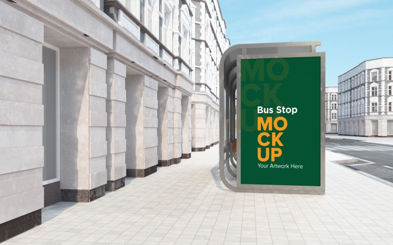 City Bus Shelter Advertising Sign mockup v2