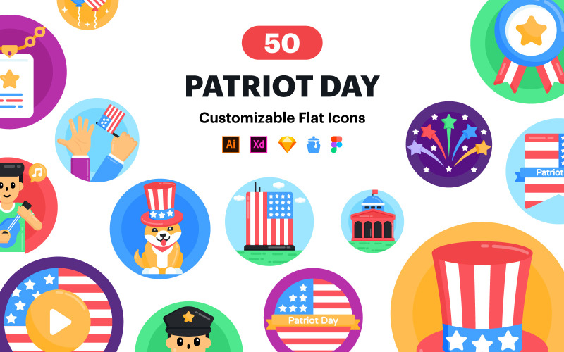 Icone patriottiche - Icona di vettore del giorno del patriota