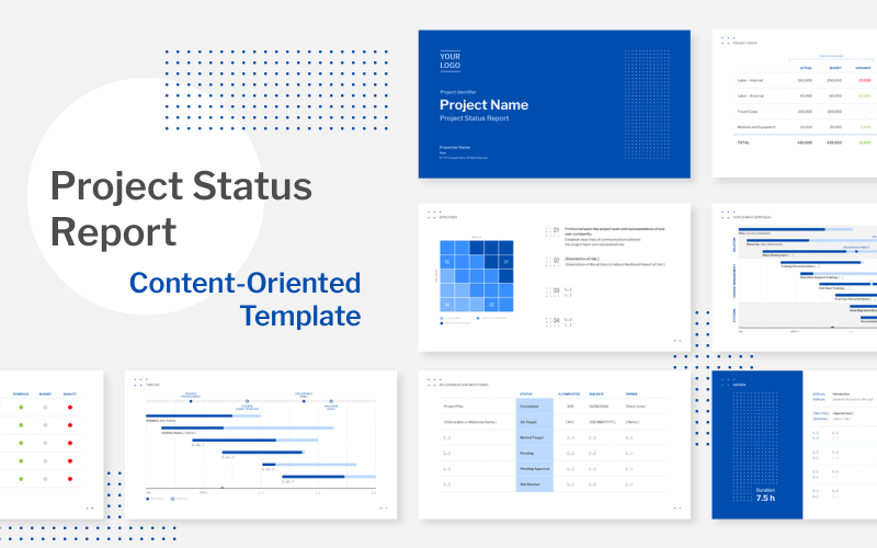 Informe de estado del proyecto - PowerPoint empresarial orientado al contenido - Plantilla de presentación