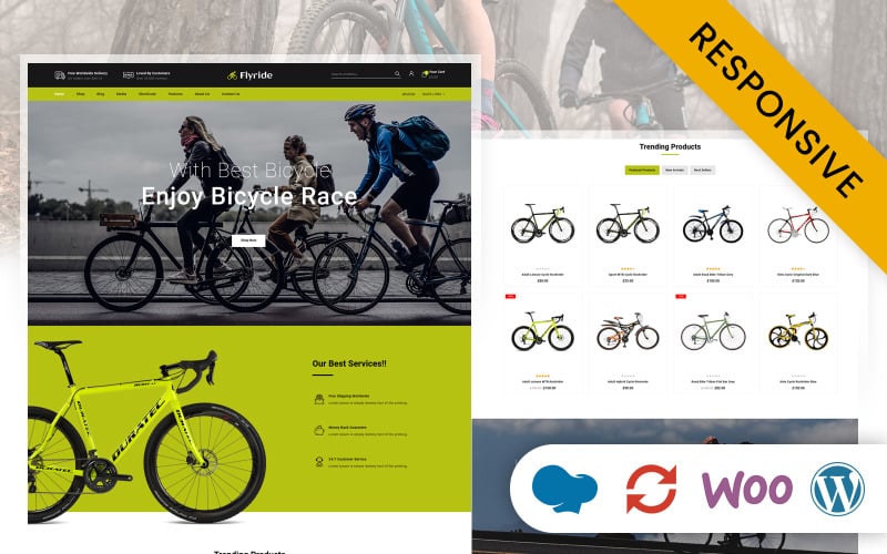 Flyride — Адаптивная тема WooCommerce для одного продукта магазина велосипедов