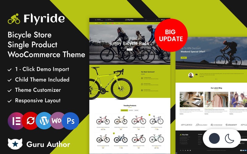 Flyride - Bisiklet Mağazası Tek Ürün Elementor WooCommerce Duyarlı Teması