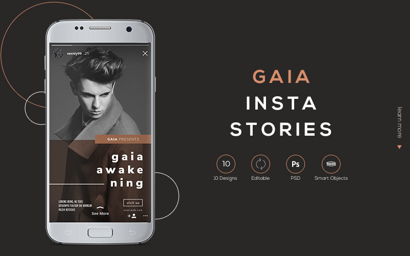Gaia - Sosyal Medya için 10 Modern Instagram Hikayesi Şablonu