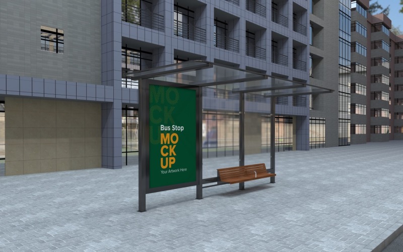 Modello di mock up per segnaletica pubblicitaria esterna per pensiline per autobus urbani v2