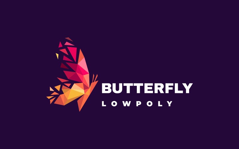 Schmetterling Low Poly buntes Logo