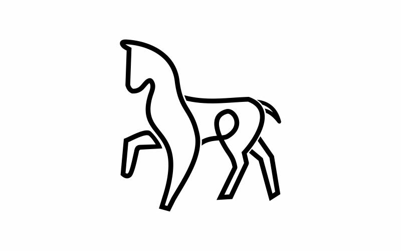 häst djur linje logotyp mall