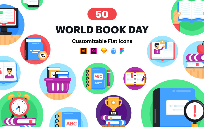 Иконки книг - 50 иконок Всемирного дня книги