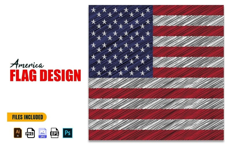 4 July USA Independence Day Flag Design Illustration