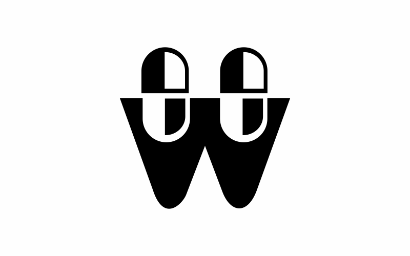 modelo de logotipo de cápsula letra w