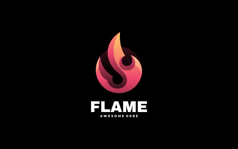 Plantilla de logotipo colorido degradado de llama